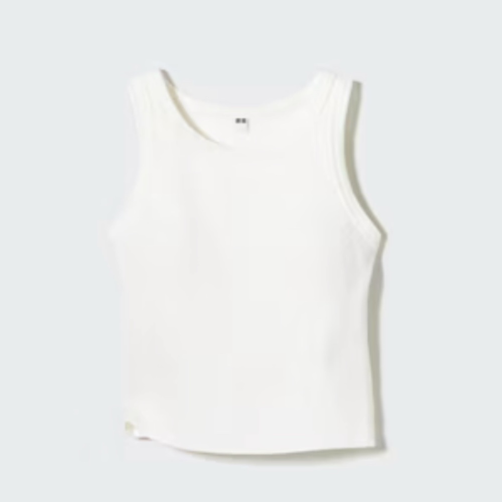Uniqlo Ribbed Cropped Bra Top - White (M)